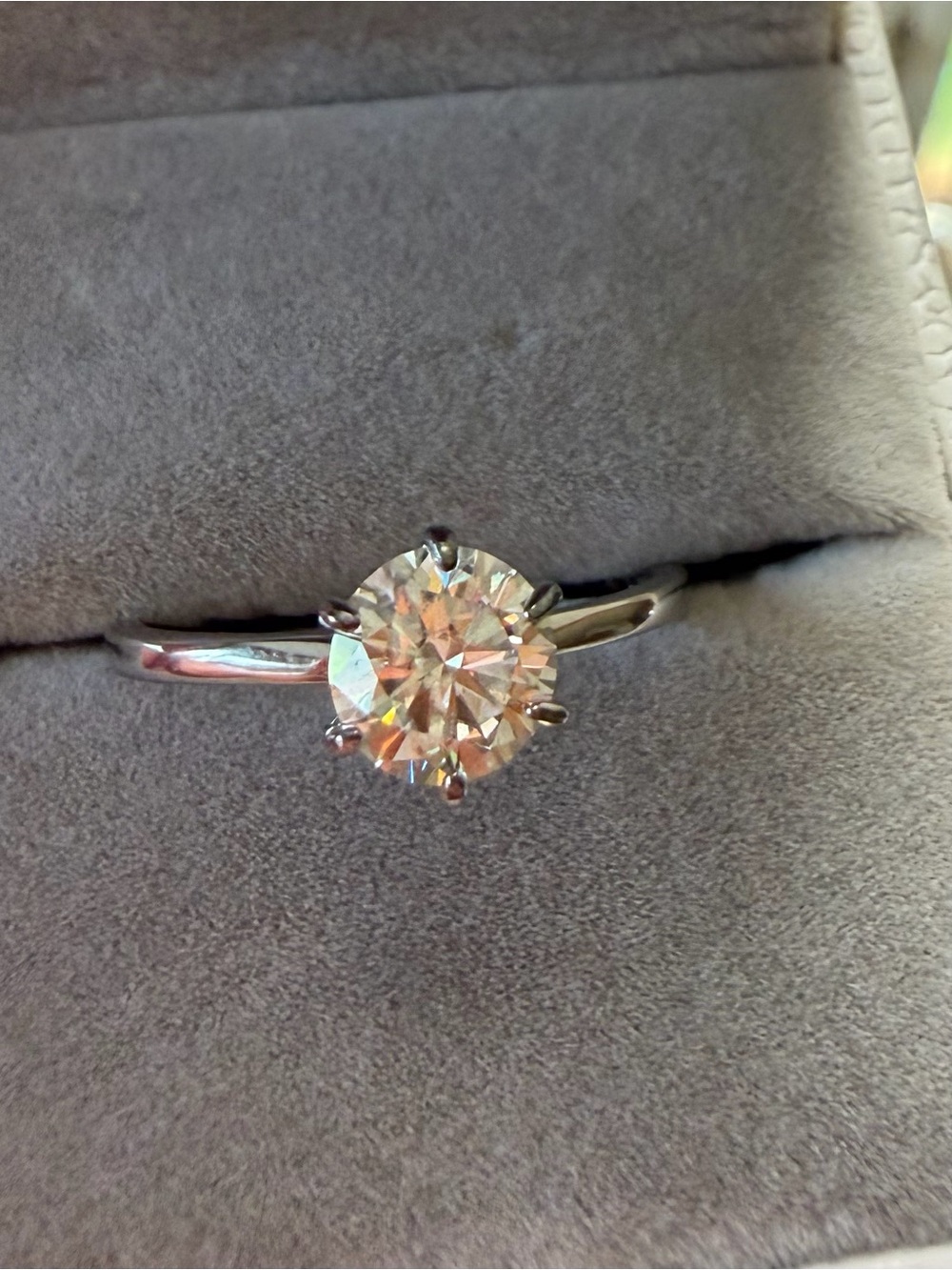 Classic Solitaire Round-Cut White Moissanite  Stone Engagement Ring